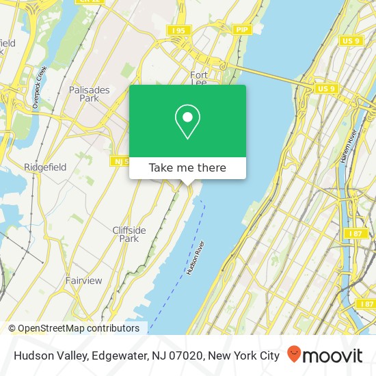 Mapa de Hudson Valley, Edgewater, NJ 07020