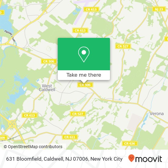 Mapa de 631 Bloomfield, Caldwell, NJ 07006