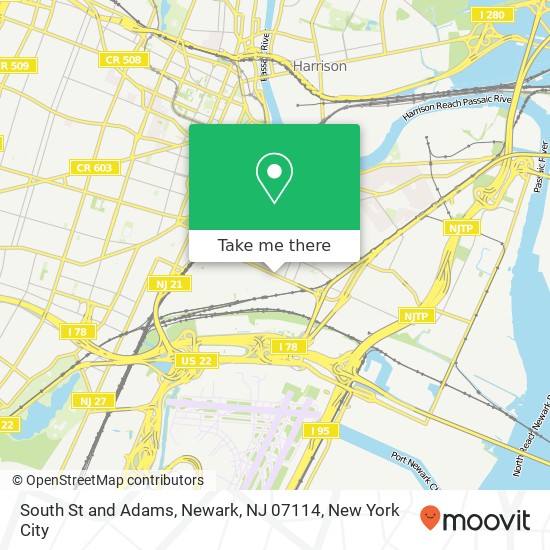 Mapa de South St and Adams, Newark, NJ 07114