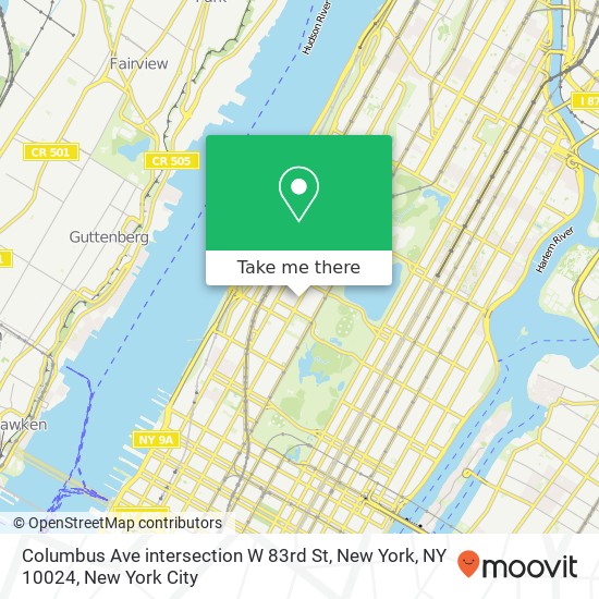 Columbus Ave intersection W 83rd St, New York, NY 10024 map