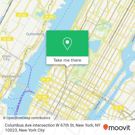 Mapa de Columbus Ave intersection W 67th St, New York, NY 10023