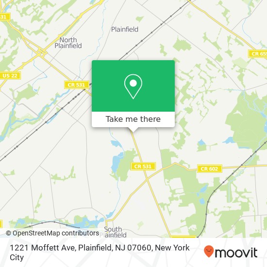 Mapa de 1221 Moffett Ave, Plainfield, NJ 07060