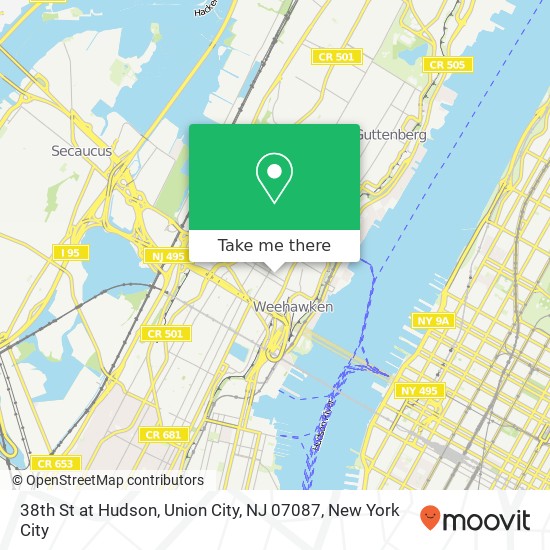 Mapa de 38th St at Hudson, Union City, NJ 07087