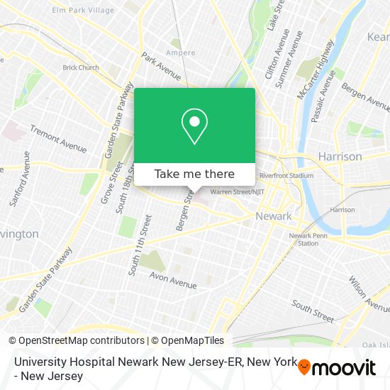 University Hospital Newark New Jersey-ER map