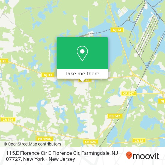 Mapa de 115,E Florence Cir E Florence Cir, Farmingdale, NJ 07727