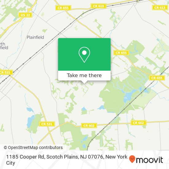 Mapa de 1185 Cooper Rd, Scotch Plains, NJ 07076