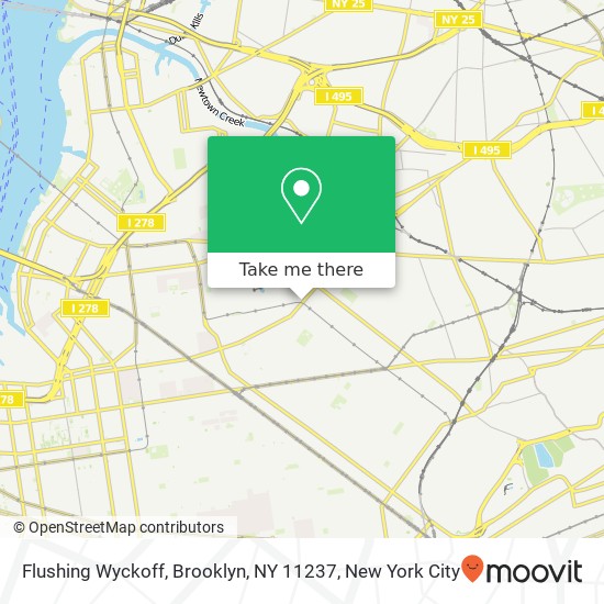 Mapa de Flushing Wyckoff, Brooklyn, NY 11237