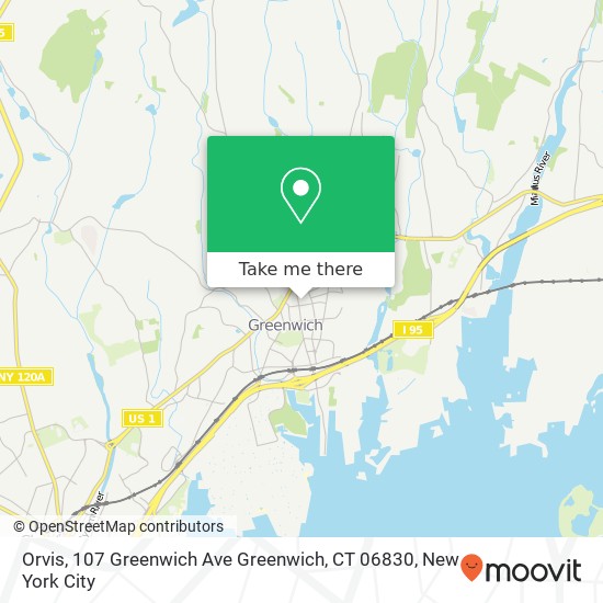 Mapa de Orvis, 107 Greenwich Ave Greenwich, CT 06830