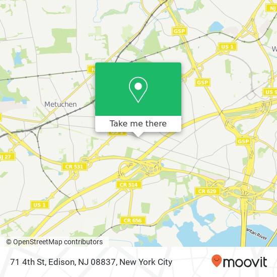 Mapa de 71 4th St, Edison, NJ 08837