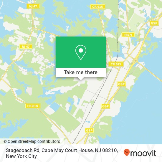 Mapa de Stagecoach Rd, Cape May Court House, NJ 08210