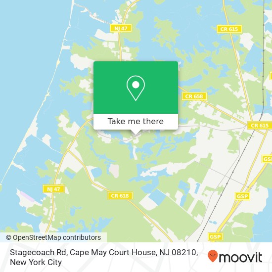 Mapa de Stagecoach Rd, Cape May Court House, NJ 08210