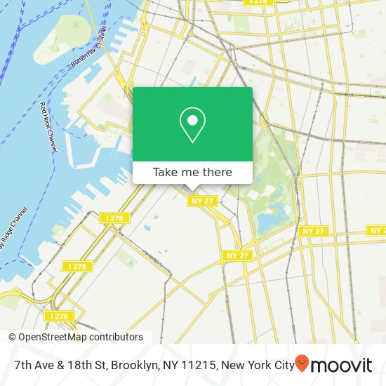 7th Ave & 18th St, Brooklyn, NY 11215 map