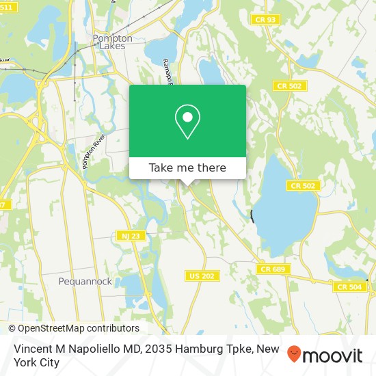 Mapa de Vincent M Napoliello MD, 2035 Hamburg Tpke