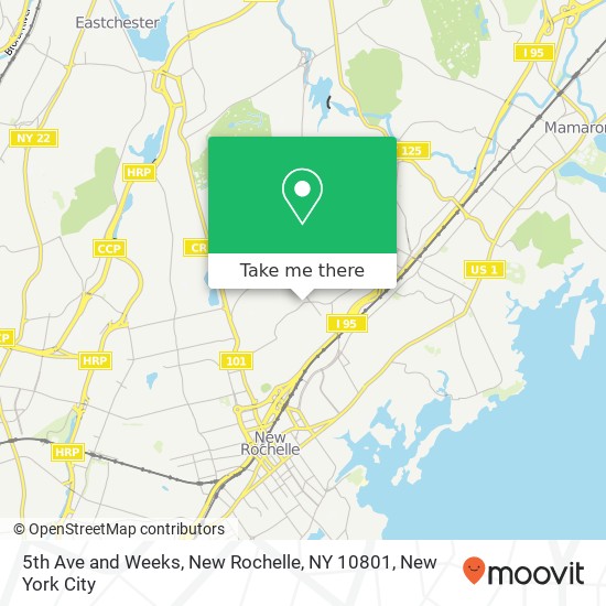 Mapa de 5th Ave and Weeks, New Rochelle, NY 10801