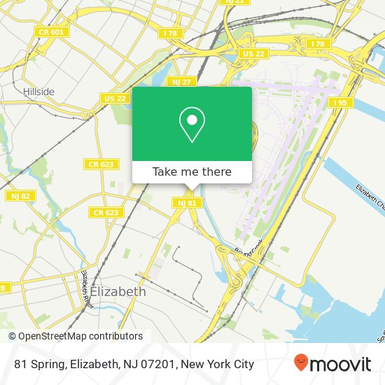 Mapa de 81 Spring, Elizabeth, NJ 07201