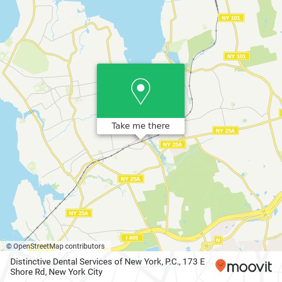 Mapa de Distinctive Dental Services of New York, P.C., 173 E Shore Rd