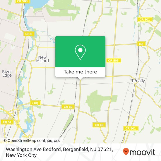 Mapa de Washington Ave Bedford, Bergenfield, NJ 07621