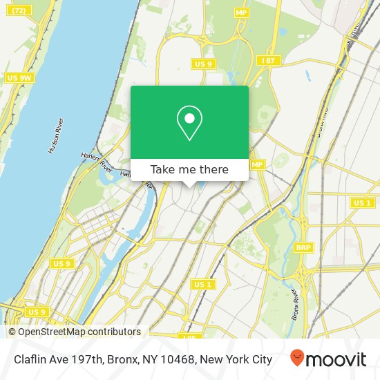 Claflin Ave 197th, Bronx, NY 10468 map