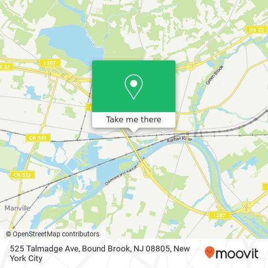 Mapa de 525 Talmadge Ave, Bound Brook, NJ 08805