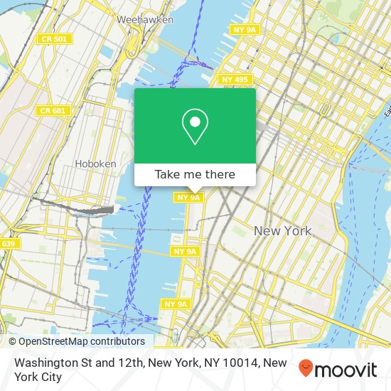 Washington St and 12th, New York, NY 10014 map