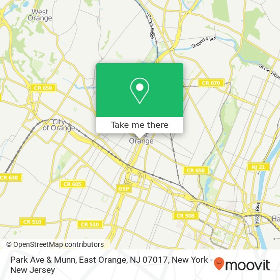 Mapa de Park Ave & Munn, East Orange, NJ 07017