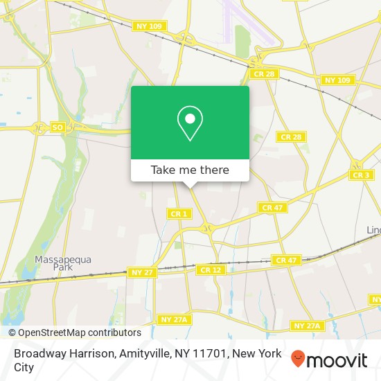 Mapa de Broadway Harrison, Amityville, NY 11701