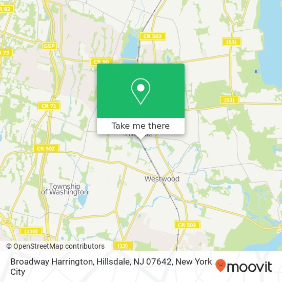 Mapa de Broadway Harrington, Hillsdale, NJ 07642