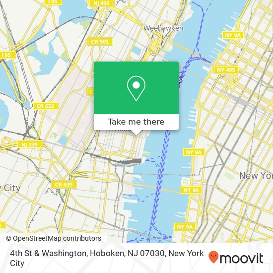 Mapa de 4th St & Washington, Hoboken, NJ 07030