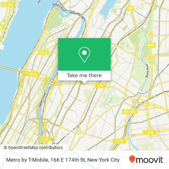 Metro by T-Mobile, 166 E 174th St map