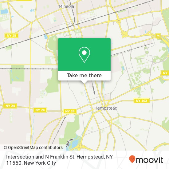 Mapa de Intersection and N Franklin St, Hempstead, NY 11550