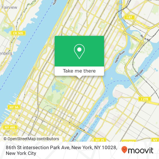 Mapa de 86th St intersection Park Ave, New York, NY 10028
