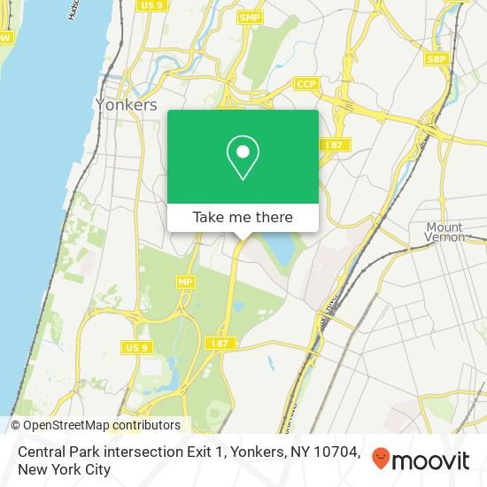 Mapa de Central Park intersection Exit 1, Yonkers, NY 10704