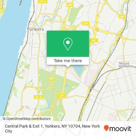 Mapa de Central Park & Exit 1, Yonkers, NY 10704