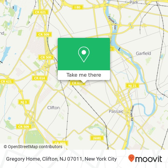 Mapa de Gregory Home, Clifton, NJ 07011