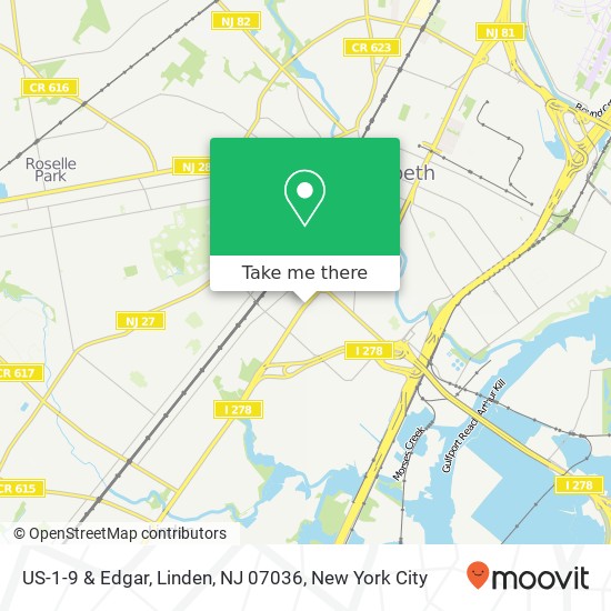 Mapa de US-1-9 & Edgar, Linden, NJ 07036