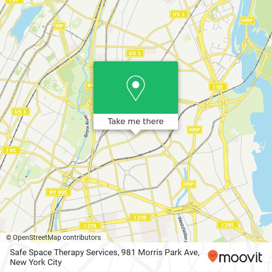 Mapa de Safe Space Therapy Services, 981 Morris Park Ave