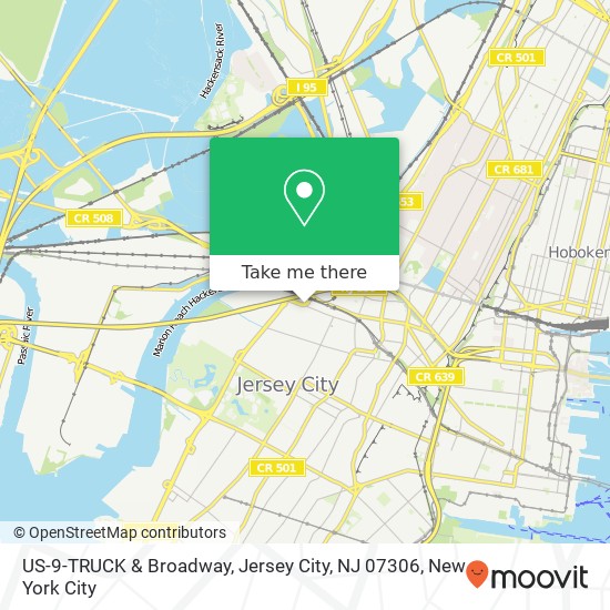 US-9-TRUCK & Broadway, Jersey City, NJ 07306 map