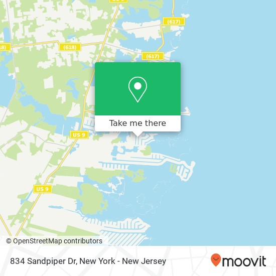 Mapa de 834 Sandpiper Dr, Lanoka Harbor, NJ 08734
