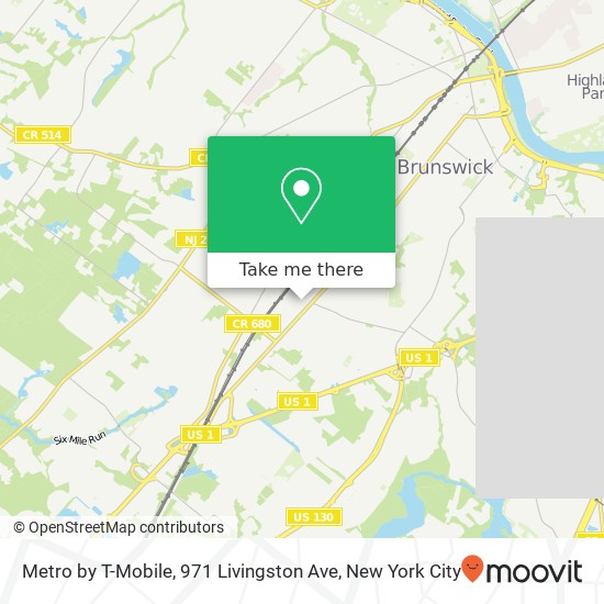 Mapa de Metro by T-Mobile, 971 Livingston Ave