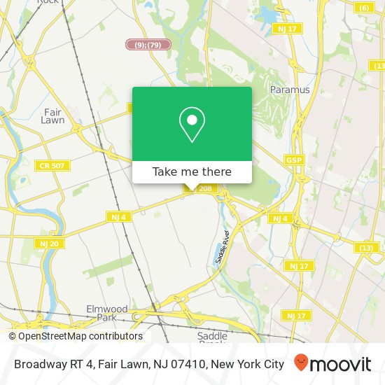 Mapa de Broadway RT 4, Fair Lawn, NJ 07410