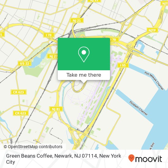 Mapa de Green Beans Coffee, Newark, NJ 07114