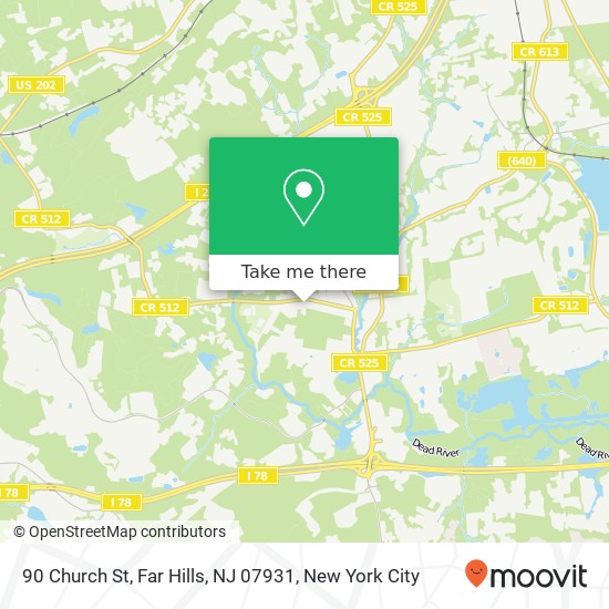 Mapa de 90 Church St, Far Hills, NJ 07931