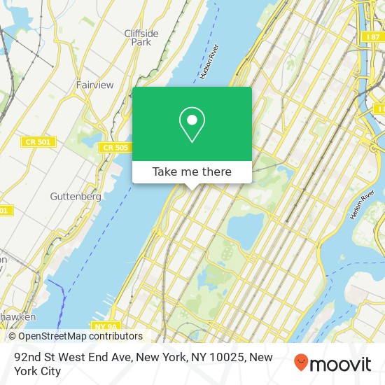 Mapa de 92nd St West End Ave, New York, NY 10025