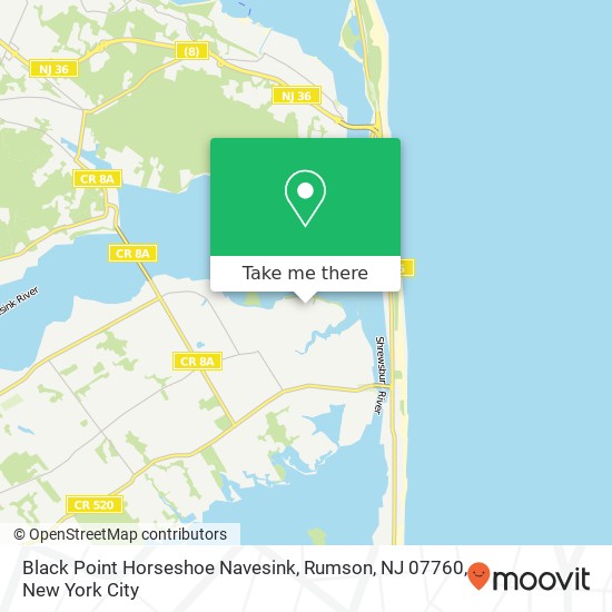 Mapa de Black Point Horseshoe Navesink, Rumson, NJ 07760