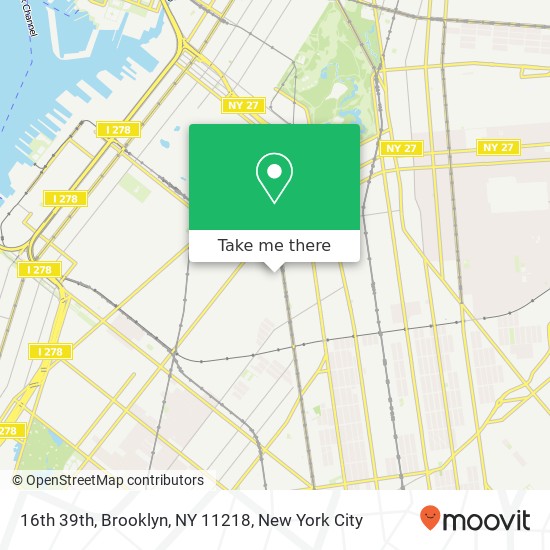 Mapa de 16th 39th, Brooklyn, NY 11218