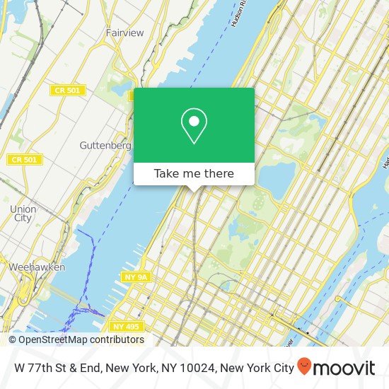 W 77th St & End, New York, NY 10024 map