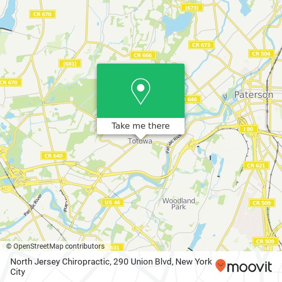 Mapa de North Jersey Chiropractic, 290 Union Blvd