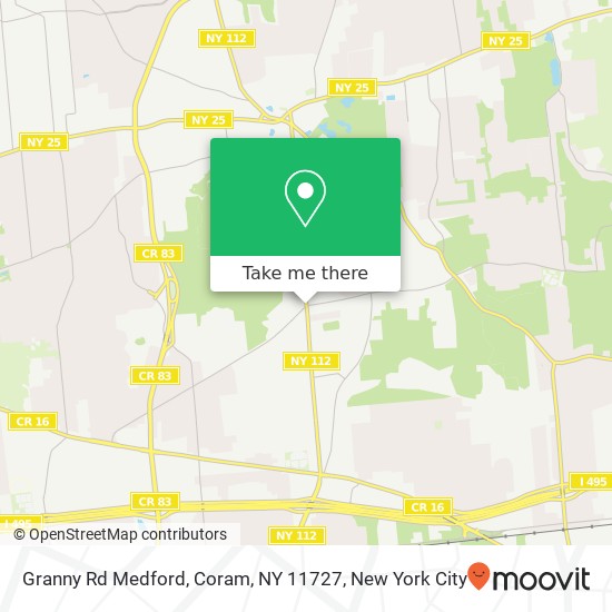 Mapa de Granny Rd Medford, Coram, NY 11727