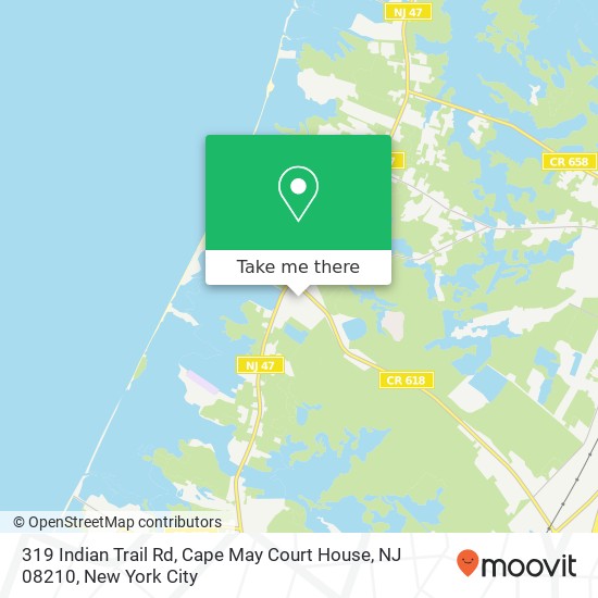 Mapa de 319 Indian Trail Rd, Cape May Court House, NJ 08210