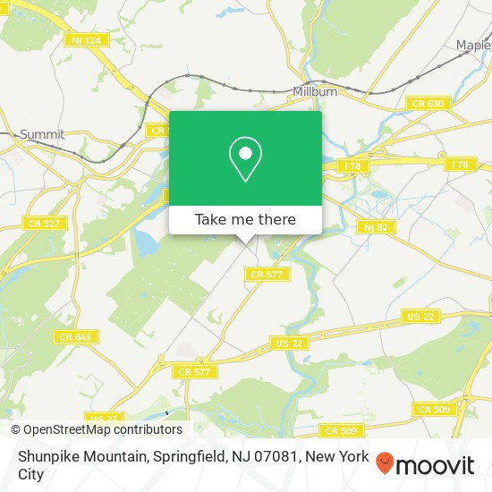 Mapa de Shunpike Mountain, Springfield, NJ 07081